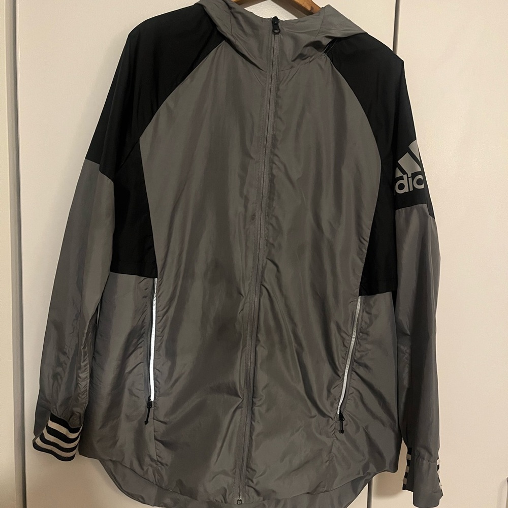 Adidas Gray and Black Windbreaker Jacket size M